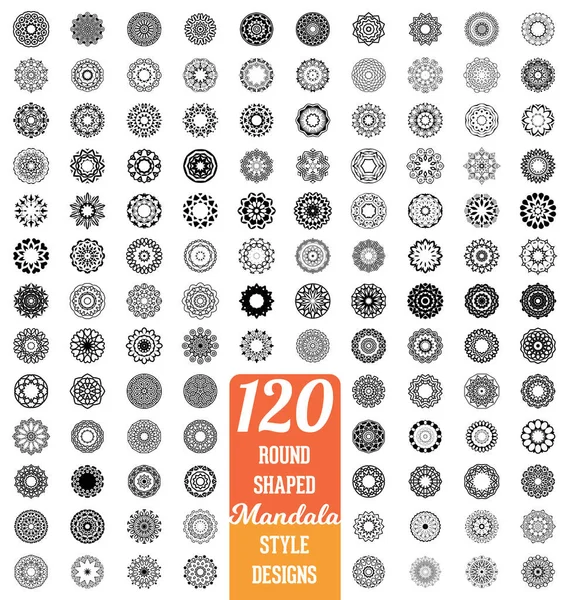 Conjunto Iconos Vectores Mandala Para Diseño — Archivo Imágenes Vectoriales