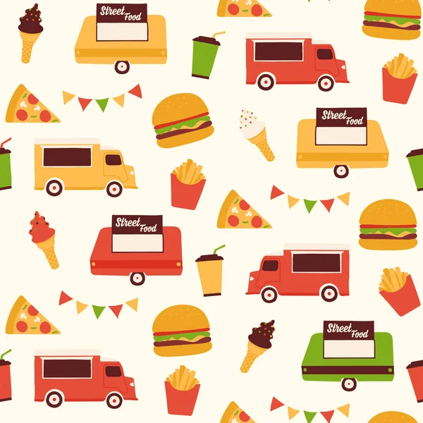 Naadloos Patroon Met Fast Food Vector Illustratie — Stockvector