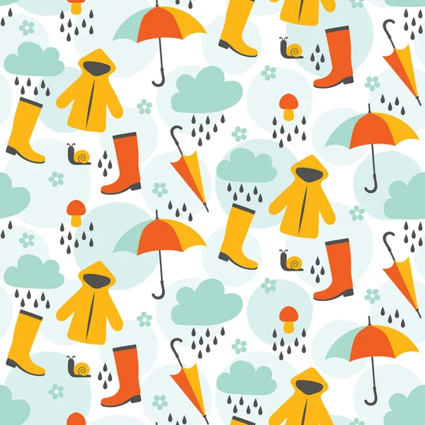 Seamless Rain Pattern Vector Illustration — Stock Vector