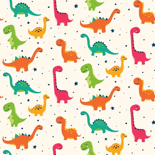 Patrón Sin Costuras Con Dinosaurios Ilustración Vectores — Archivo Imágenes Vectoriales