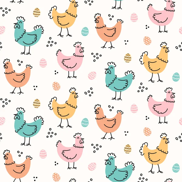 Seamless Pattern Chicken Vector Illustration Stock Illustration