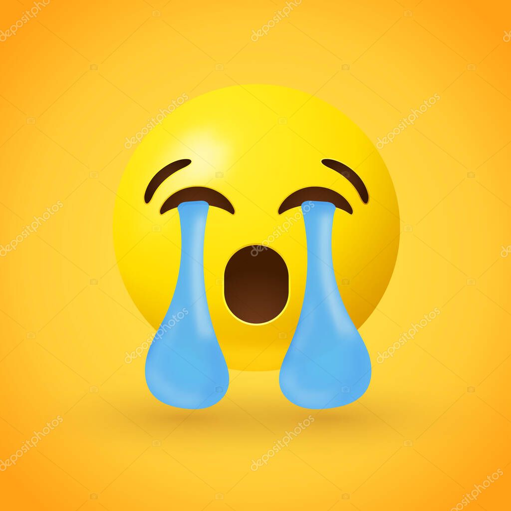 Cry emoji, face, vector illustration