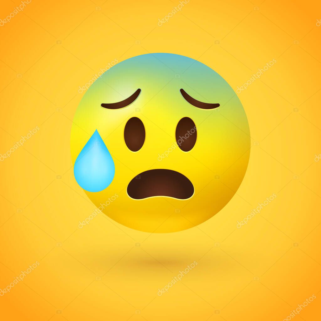 Trouble emoji, face, vector illustration