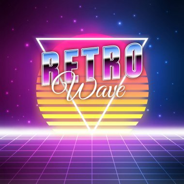 Retro dalga etiketi, vektör illüstrasyonu 