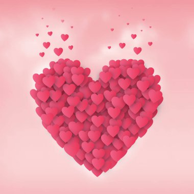 Kırmızı kalpli Sevgililer Günü Tasarım Şablonu