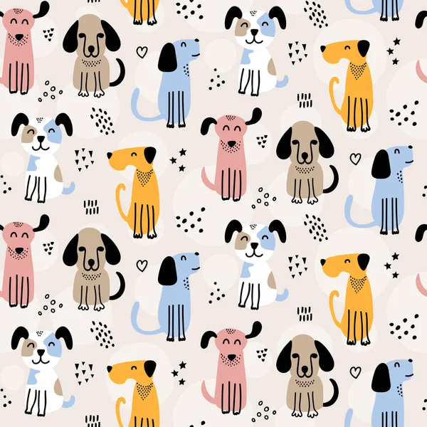Naadloos Patroon Met Honden Vector Illustratie — Stockvector