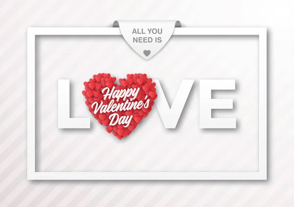 Buon San Valentino Design Template Cuore Rosso — Vettoriale Stock