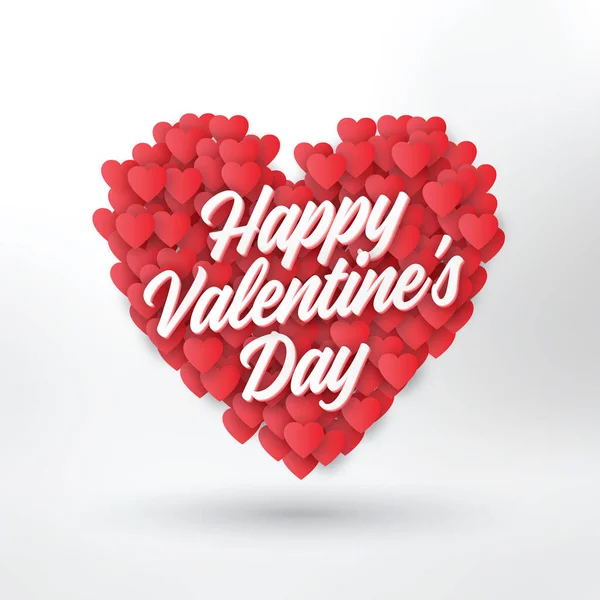 Happy Valentine Day Design Template Inglés Corazón Rojo — Vector de stock