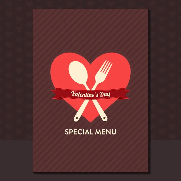 Valentine Day Design Template Special Menu — Stock Vector