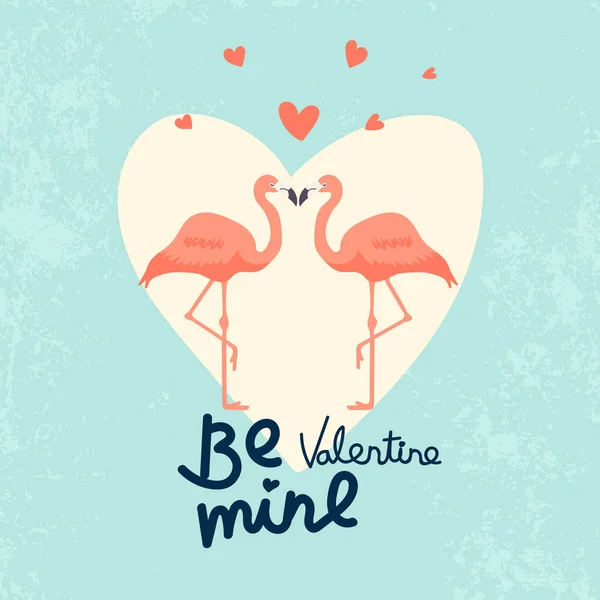 Biglietto Buon San Valentino Con Fenicotteri Design Illustrazione Vettoriale — Vettoriale Stock