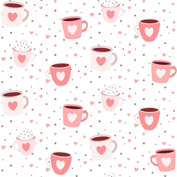 Šťastný Valentýn Design Šálky Kávy Vektorová Ilustrace — Stockový vektor