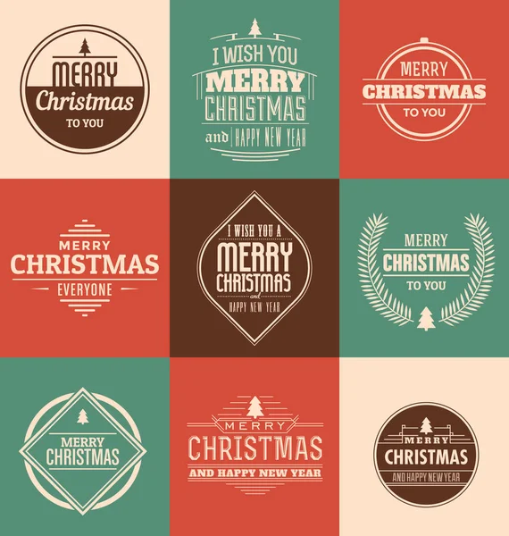 Christmas Greeting Card Design Labels Tags — Stock Vector