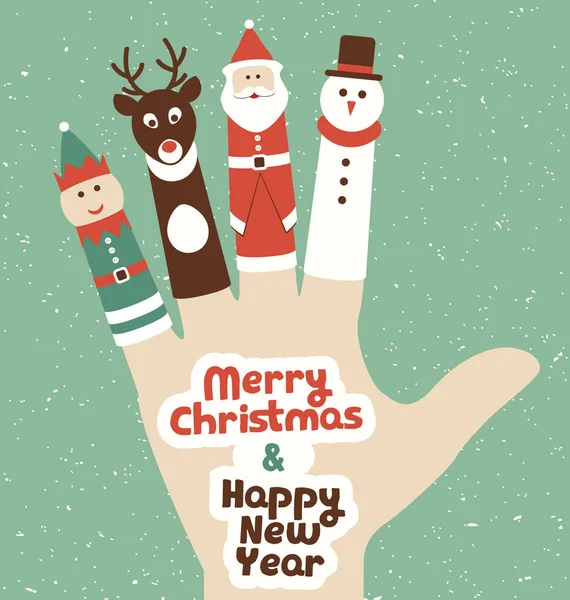 手でクリスマスグリーティングカードのデザイン — ストックベクタ