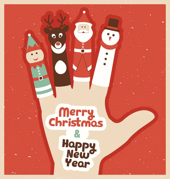手でクリスマスグリーティングカードのデザイン — ストックベクタ