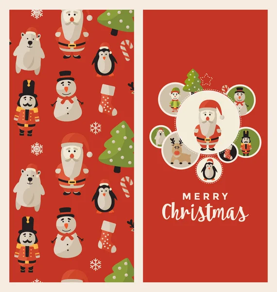 Christmas Greeting Card Design Santa Clauses — Stock Vector