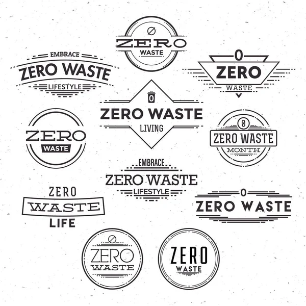 Zerowe Odpady Vintage Etykiety Retro Odznaki Elementy Konstrukcyjne Ilustracja Wektora — Wektor stockowy