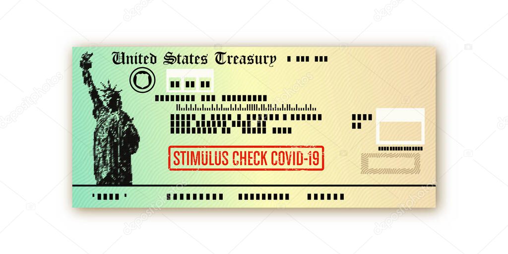 stimulus check covid-19 isolated on white background