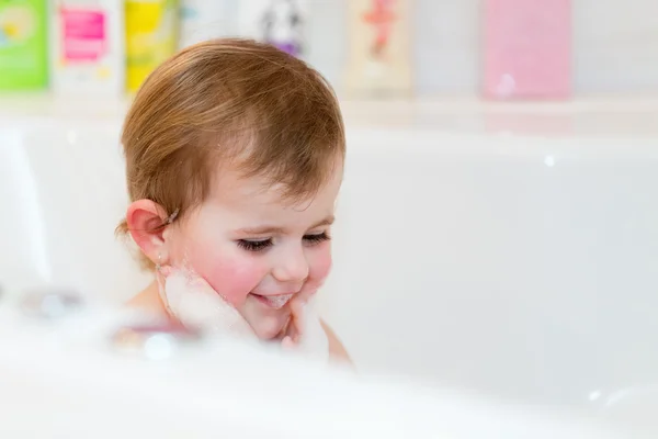 Little girl taking spa bath — Stock Photo, Image