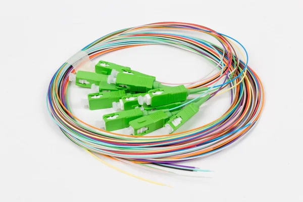 Conectores SC de fibra óptica verde —  Fotos de Stock