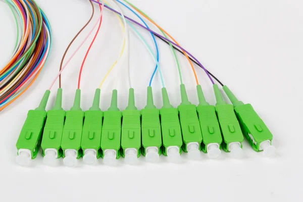 绿色纤维光纤 sc 连接器 — 图库照片