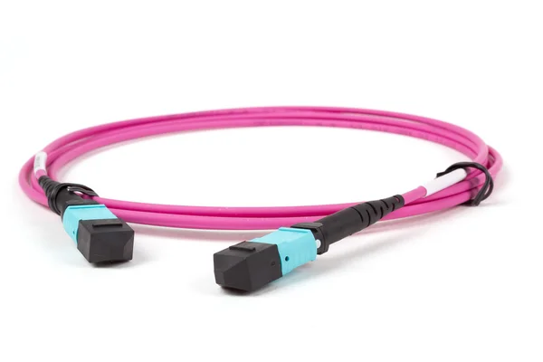 Fiber optic MTP (MPO) pigtail, patchcord connectors — Stock Photo, Image