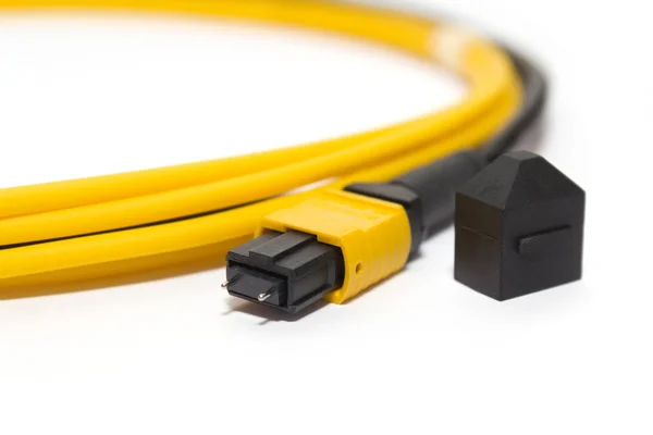 Fiber optic MTP (MPO) pigtail, patchcord connectors — Stock Photo, Image