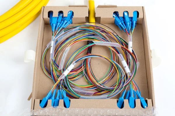 Blue fiber optic SC connectors — Stock Photo, Image