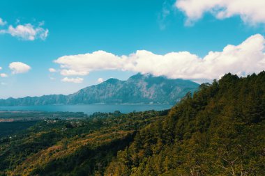 Görünüm yanardağ Bali Batur ve Agung mountainfrom Kintamani, Bali, Indone