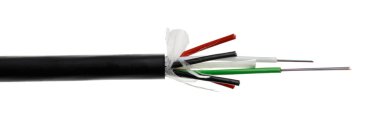 Fiber optik kablo ayrıntı üzerinde beyaz izole