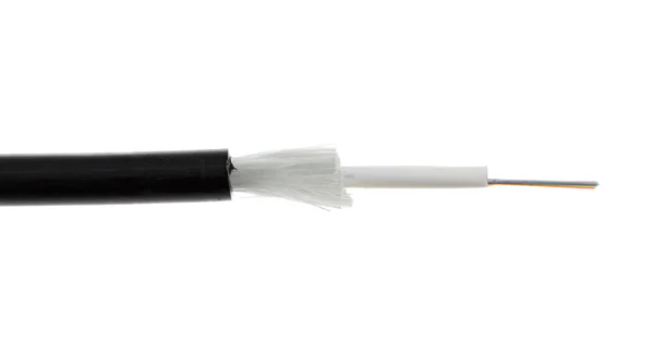 Detalhe do cabo de fibra óptica isolado em branco — Fotografia de Stock