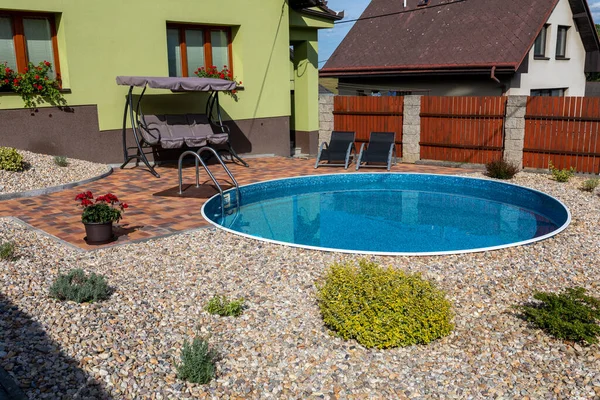 Small Home Swimming Pool Clear Water Village House Czech Republic — Stock Photo, Image