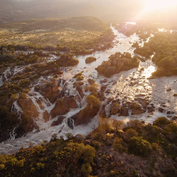 Водопад Эпупа Полон Воды Реке Кунене Границе Северной Намибии Анголы — стоковое фото