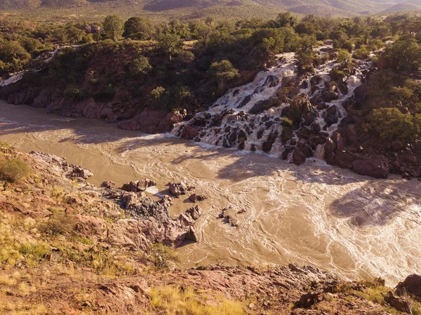 Caídas Epupa Llenas Agua Río Kunene Norte Namibia Frontera Con — Foto de Stock