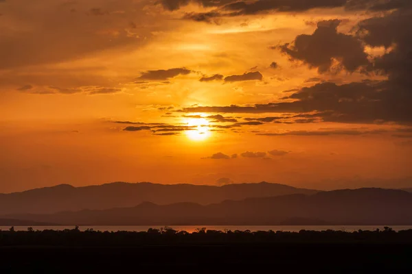 Sonnenuntergang Über Dem Abaya See Dämmerige Landschaft Den Südlichen Nationen — Stockfoto