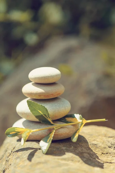 Балансировка Груды Галечных Камней Zen Камень Открытый Весной Спа Оздоровительный — стоковое фото