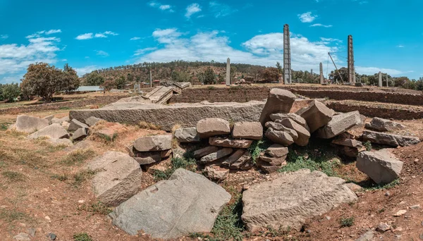 Aksumite Civilization Ruins Ancient Monolith Stone Obelisks Church Our Lady — Stock Photo, Image