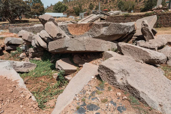 Aksumite Civilization Ruins Ancient Monolith Stone Obelisks Church Our Lady — Stock Photo, Image