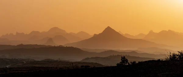 Paysage Lever Soleil Dans Parc National Des Montagnes Simien Dans — Photo