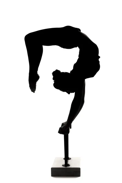 Mujer caucásica contorsionista practicando yoga gimnástico en silho — Foto de Stock