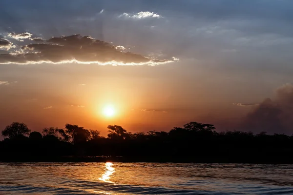 Африканский закат на реке Чобе — стоковое фото