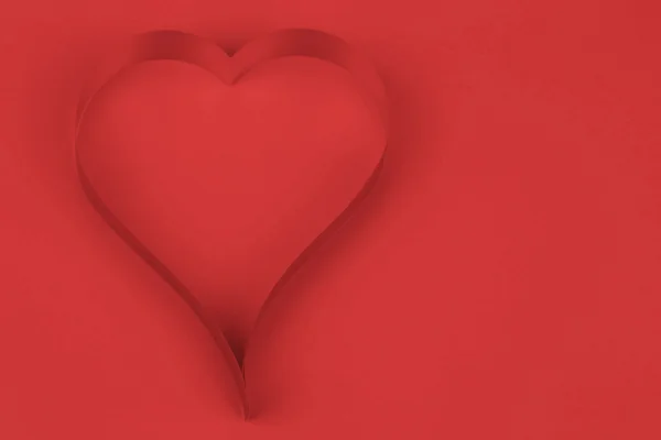 赤の背景にバレンタインの心 — ストック写真