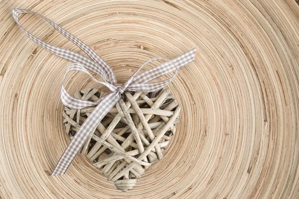 Valentine's wooden hearts on a wooden background in retro color — Stock Photo, Image