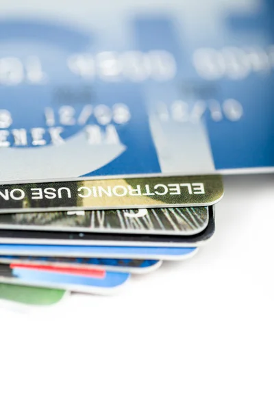 Close up stacking credit cards — Stock Photo, Image