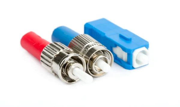 Conectores de fibra óptica, ST, SC e FC — Fotografia de Stock