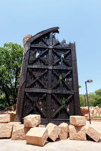 Gigantic door near bridge in famous Lost City