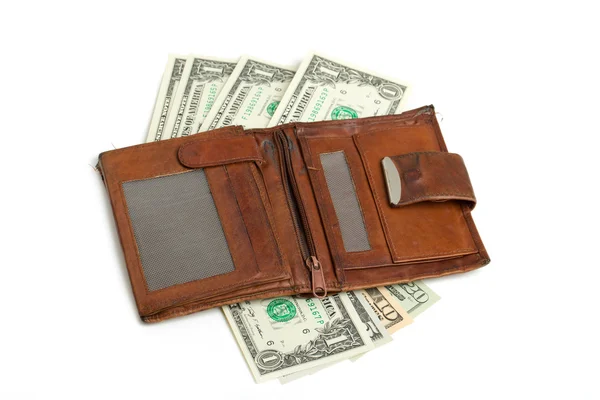 Leather wallet with money — Stock Photo, Image