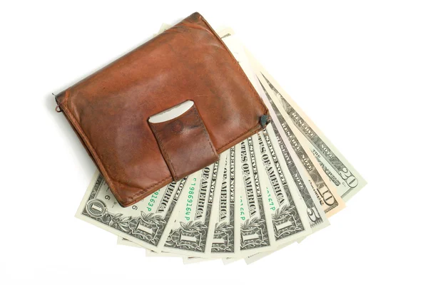 Leather wallet with money — Stock Photo, Image