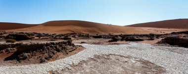 Namib Çölü panoramasında Saklı Vlei 'nin güzel manzarası