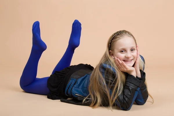 Fashion smiley european little girl posing — Stock Photo, Image