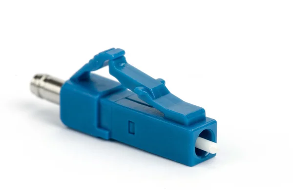 Conector de fibra óptica azul LC — Fotografia de Stock